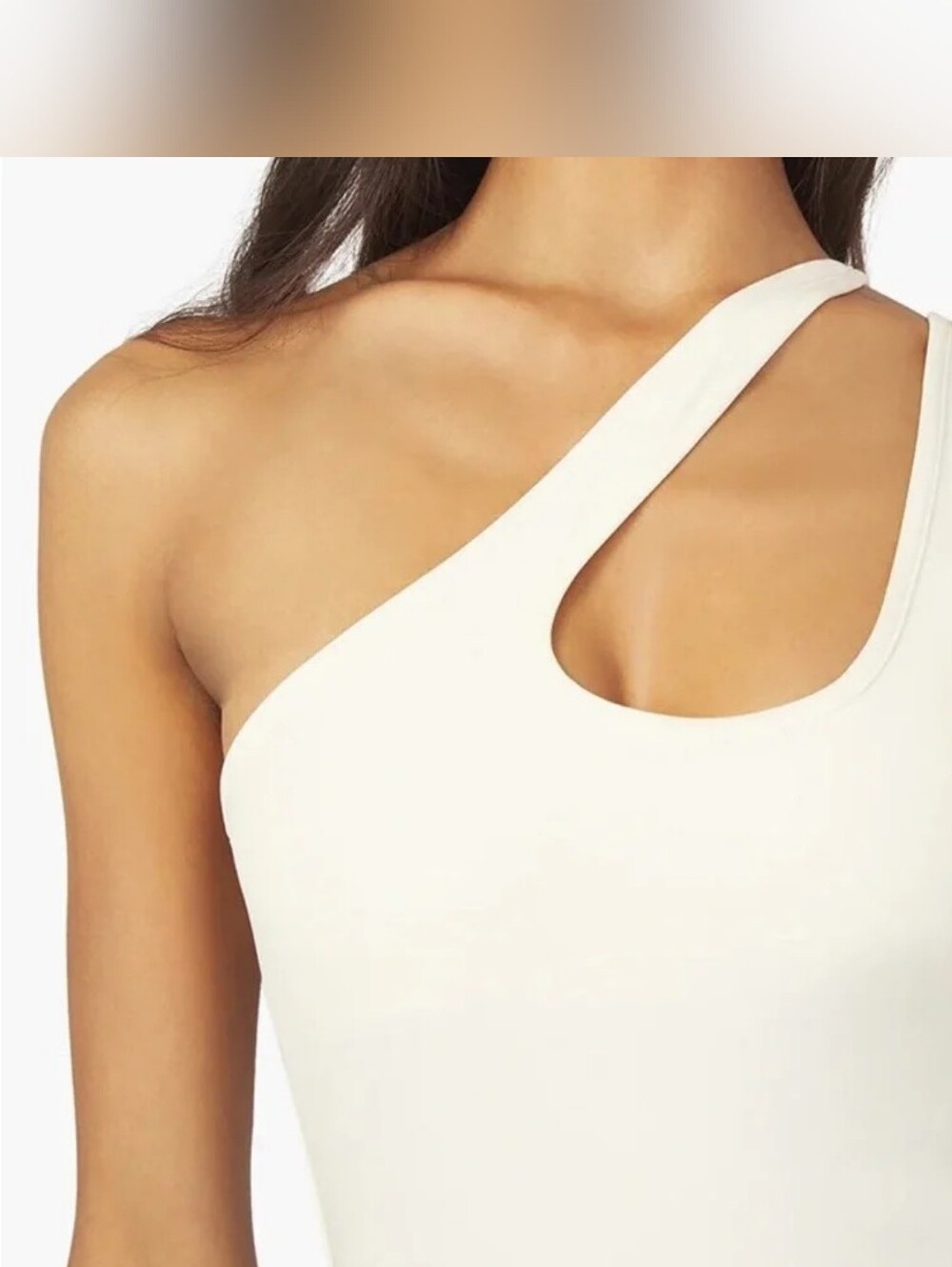 WeWoreWhat Ivory Asymetrical Bodysuit Top SZ LG
